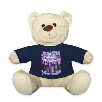 Cityscape Art Deco, Vaporwave, Outrun Style - Teddy Bear - french navy - Front