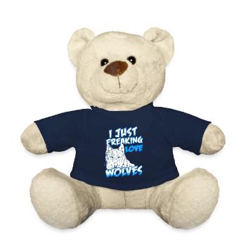 I Just Freaking Love Wolves Retro Vintage - Teddy Bear - french navy - Front