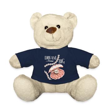 Shell with pearl, motivational saying Dream-Big - Teddy Bear - french navy - Front