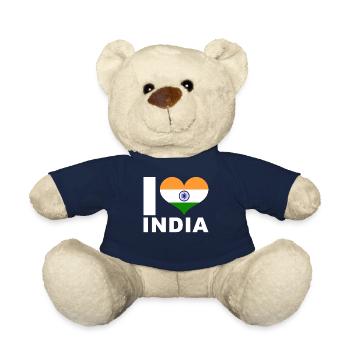 Ich liebe Indien Herz Flagge Indien - Teddy - French Navy - Vorne