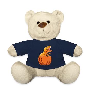 Citrouille Dino Drôle Halloween Citrouille avec dinosaure - Nounours - bleu marine - Devant