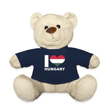Ich liebe Ungarn Herz Flagge Ungarn - Teddy - French Navy - Vorne
