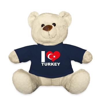 J’aime la Turquie drapeau du cœur Turquie - Nounours - bleu marine - Devant