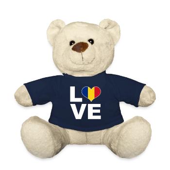 J’aime la Roumanie drapeau du cœur Roumanie - Nounours - bleu marine - Devant