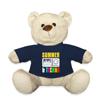 Retro Vintage Summer & TECHNO Cool Techno DJ - Teddy Bear - french navy - Front