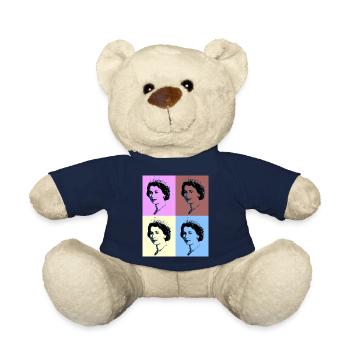 Elizabeth II portrait quatre - cadeau - t-shirt - Nounours - bleu marine - Devant