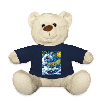 Kanagawa Waves Aesthetic Japanese Art Great Wave - Teddy Bear - french navy - Front