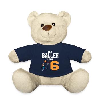 Basketball Player This Baller Is Now 6 Birthday - Teddy Bear - french navy - Front