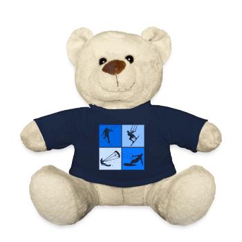 Kite Surfing, Kite Board, Lifestyle Vintage Design - Teddy Bear - french navy - Front