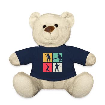 Cricket Player Retro Cricket Silhouette Cricketing - Teddy Bear - french navy - Front