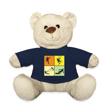 Kite Surfing, Kite Board, Lifestyle Vintage Design - Teddy Bear - french navy - Front