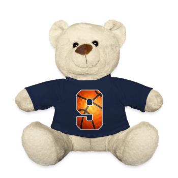 Kinder Basketballspieler zum 9. Geburtstag 9 Jahre alt - Teddy - French Navy - Vorne