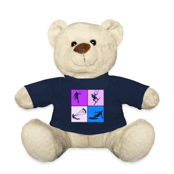 Kite Surfing, Kite Board, Lifestyle Vintage Design - Teddy Bear - french navy - Front