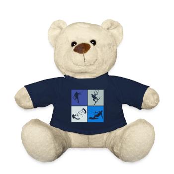 Kite Surfing, Kite Board, Lifestyle Vintage Design - Teddy Bear - french navy - Front