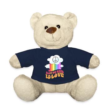 All you need is love peace - Teddy Bear - french navy - Front