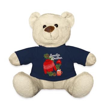 Pull-Weather, drôle de dicton, hiver, pull - Nounours - bleu marine - Devant
