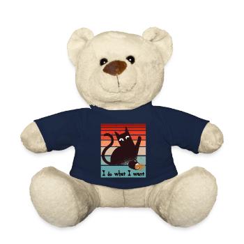 I do what I want. Funny cat spilling a coffee cup - Teddy Bear - french navy - Front