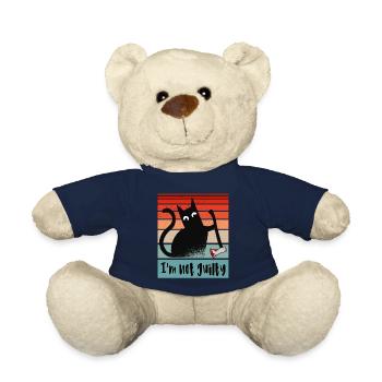 I'm not guilty, Innocent Cat with bloody axe - Teddy Bear - french navy - Front