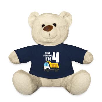 Dump Truck 4th Birthday Dump Everything I'm 4 - Teddy Bear - french navy - Front