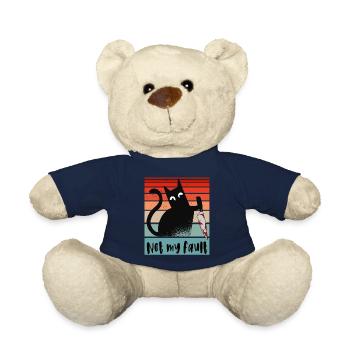 Not my fault, Innocent Cat with knife - Teddy Bear - french navy - Front