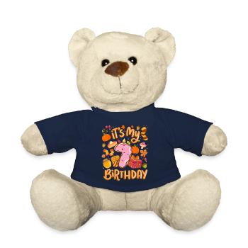 C’est mon 7 anniversaire automne feuille d’érable automne - Nounours - bleu marine - Devant