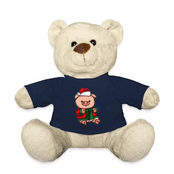 Schwein mit Christmas Sweater - Teddy - French Navy - Vorne