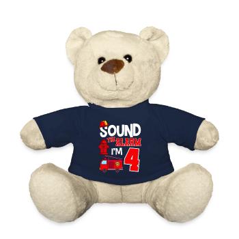 Sound The Alarm 4 years 4th birthday fire brigade - Teddy Bear - french navy - Front