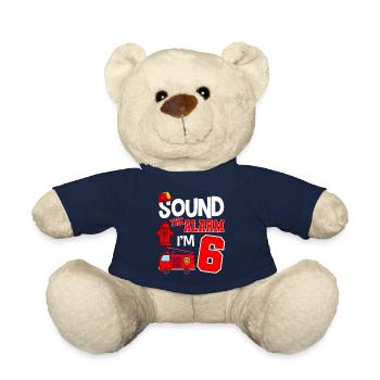 Sound The Alarm 6 years 6th birthday fire brigade - Teddy Bear - french navy - Front