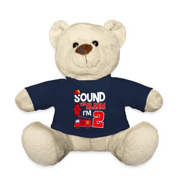 Sound The Alarm 2 years 2nd birthday fire brigade - Teddy Bear - french navy - Front