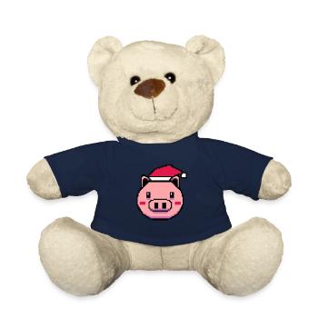 Pig pixelated Christmas - Funny pig - Teddy Bear - french navy - Front