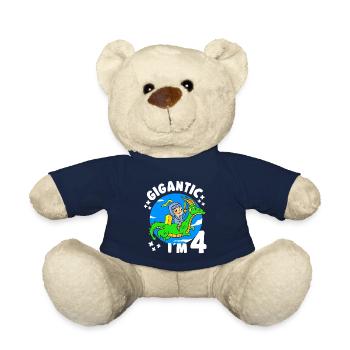 4th B-Day Party Gigantic at 4 Years Old Birthday - Teddy Bear - french navy - Front