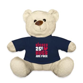 Küsse 25 Cents Umarmungen sind frei Lustig Liebe - Teddy - French Navy - Vorne
