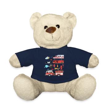 Pompier Pompier Pompier Sauveteur Pompier - Nounours - bleu marine - Devant