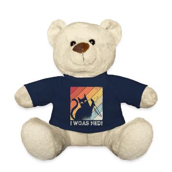 I woas ned Katzen Design mit Katze Miau Motiv Lust - Teddy - French Navy - Vorne