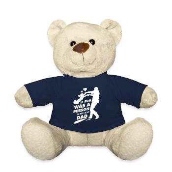Papa Fille Enfant Fête des pères Fille Cadeau - Nounours - bleu marine - Devant