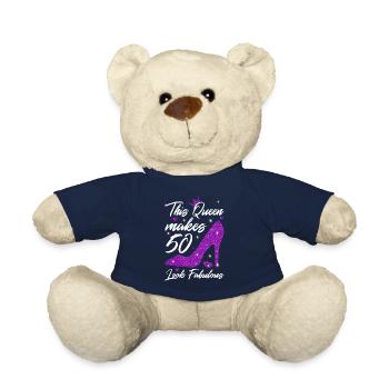This Queen makes 50 look Fabulous 50th Birthday - Teddy Bear - french navy - Front