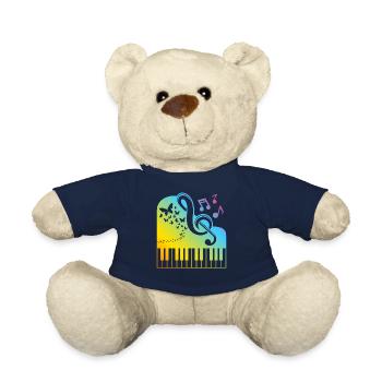 Keyboard Piano Player - Music Lover Playing Piano - Teddy Bear - french navy - Front
