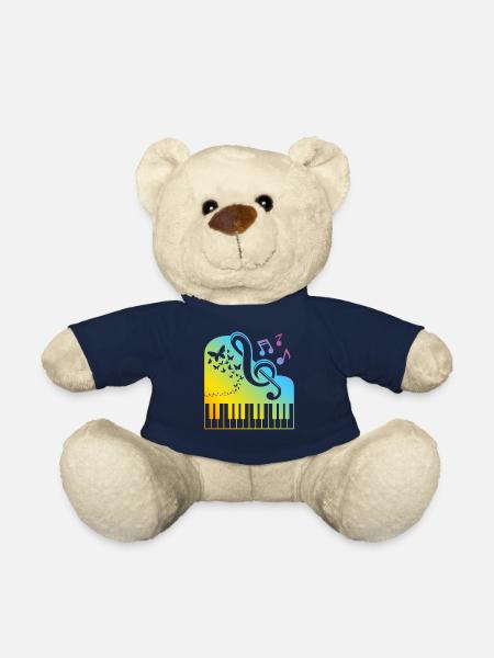 Keyboard Piano Player - Music Lover Playing Piano - Teddy Bear - french navy