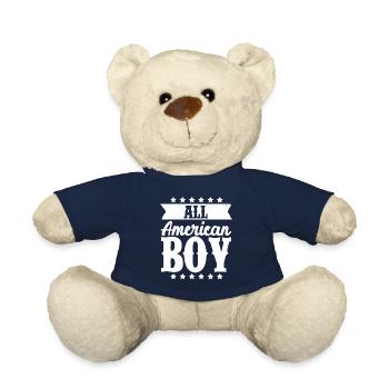 All American Boy Memorial Day Fourth July USA Fla - Teddy Bear - french navy - Front