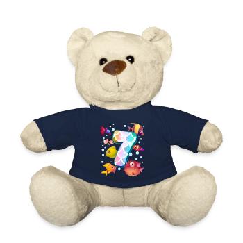 7. Geburtstag | Regenbogenfisch Geburtstag | - Teddy - French Navy - Vorne