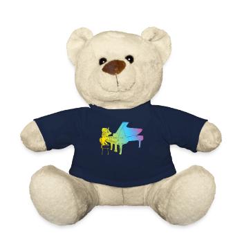 Unicorn Piano Player - Funny Piano Player Unicorn - Teddy - French Navy - Vorne