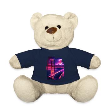 San Francisco Vaporwave Aesthetic Retro Style Art - Teddy Bear - french navy - Front