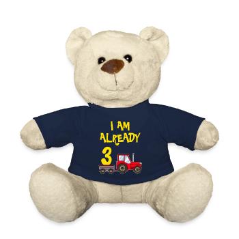 3 years 3rd birthday boy 3 years - Teddy Bear - french navy - Front