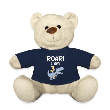 3ème anniversaire 3 ans Dino Boy - Nounours - bleu marine - Devant