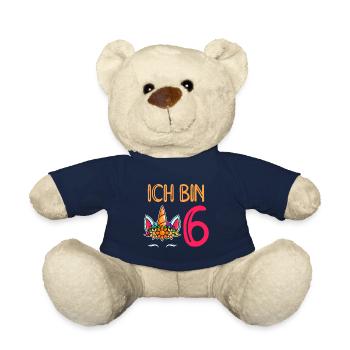 6. Geburtstag Mädchen 6 Jahre Geburtstag - Teddy - French Navy - Vorne