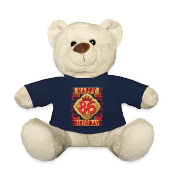 86. Geburtstag 86 Jahre alt Spruch, Vintage-Design - Teddy - French Navy - Vorne
