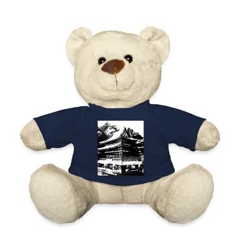 Haruno Illustration du temple japonais Japon - Nounours - bleu marine - Devant