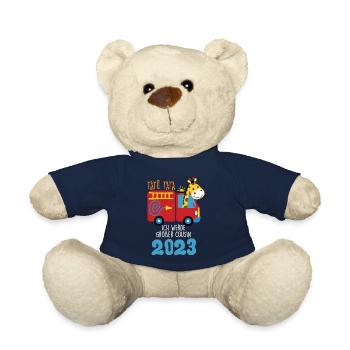 Großer Bruder 2023 Giraffe Baby Ankündigung - Teddy - French Navy - Vorne