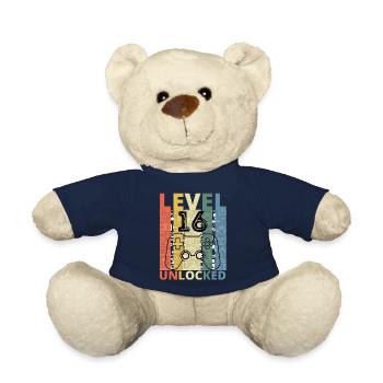 Level 16 Freigeschalteter lustiger Gamer-Geburtstag 16 Jahre - Teddy - French Navy - Vorne
