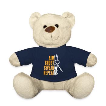 Aim Shoot Swear Repeat Retro Funny Archery Hunting - Teddy Bear - french navy - Front